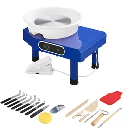Product image of 10 In Pottery Wheel, 60-300 RPM, Foot Pedal, Detachable ABS Basin, LCD Panel