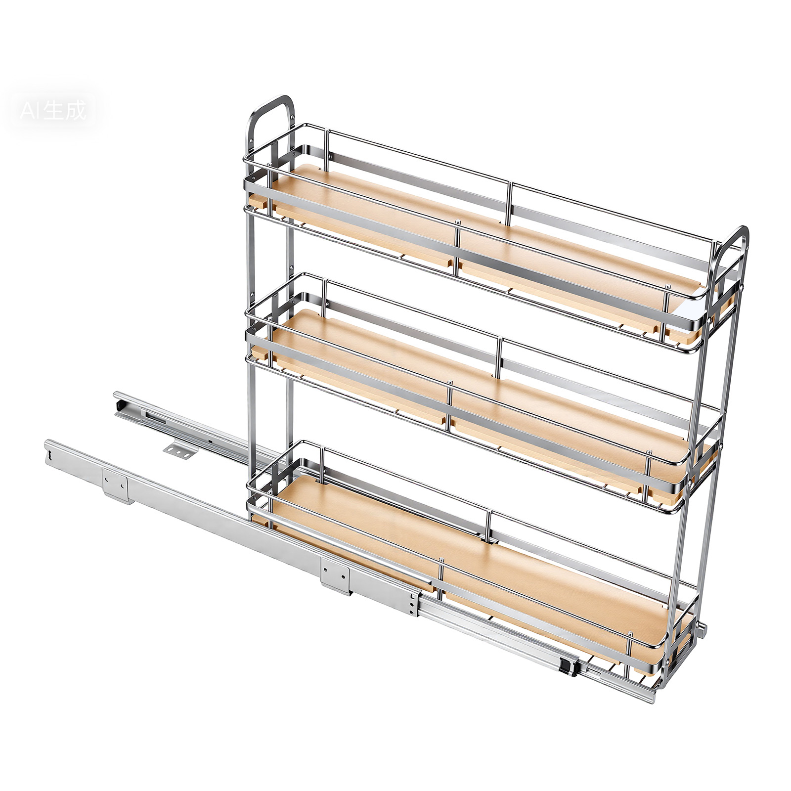 Main product image of 3-Tier Pull Out Cabinet Spice Rack, 5.75"W x 20.98"D x 21.34"H, Silver
