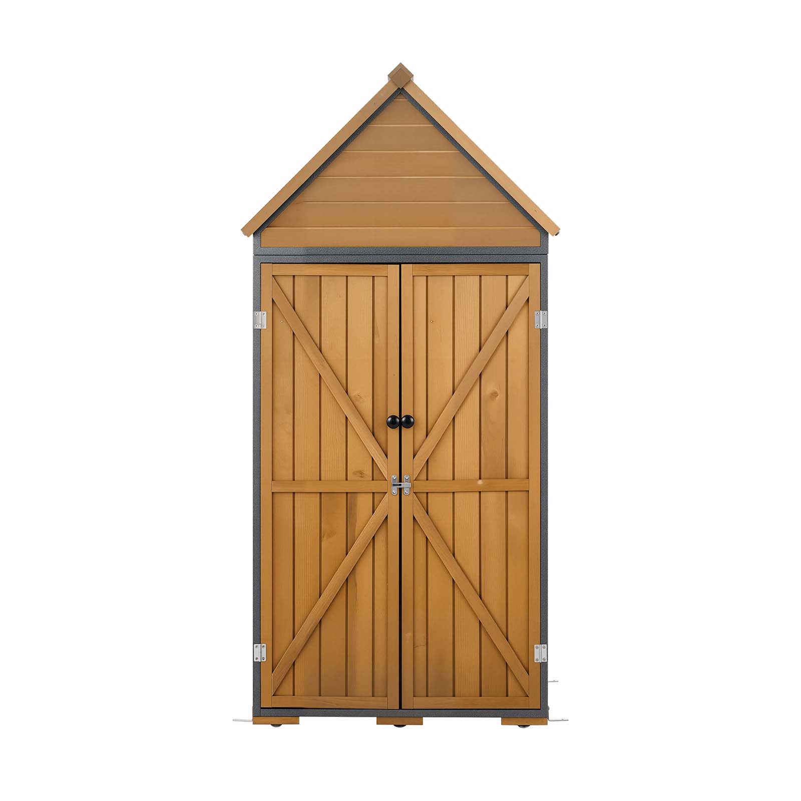 Main product image of 44.09" x 66.93" Wood & Metal Outdoor Storage Shed with Lockable Doors and Sloped Roof