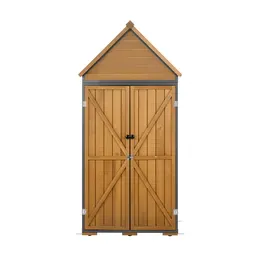 Product image of 44.09" x 66.93" Wood & Metal Outdoor Storage Shed with Lockable Doors and Sloped Roof