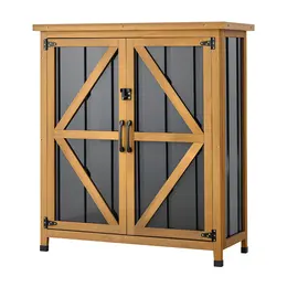 Product image of Wood & Metal Outdoor Storage Shed, 33.86" x 37.4", Lockable, Sloped Roof