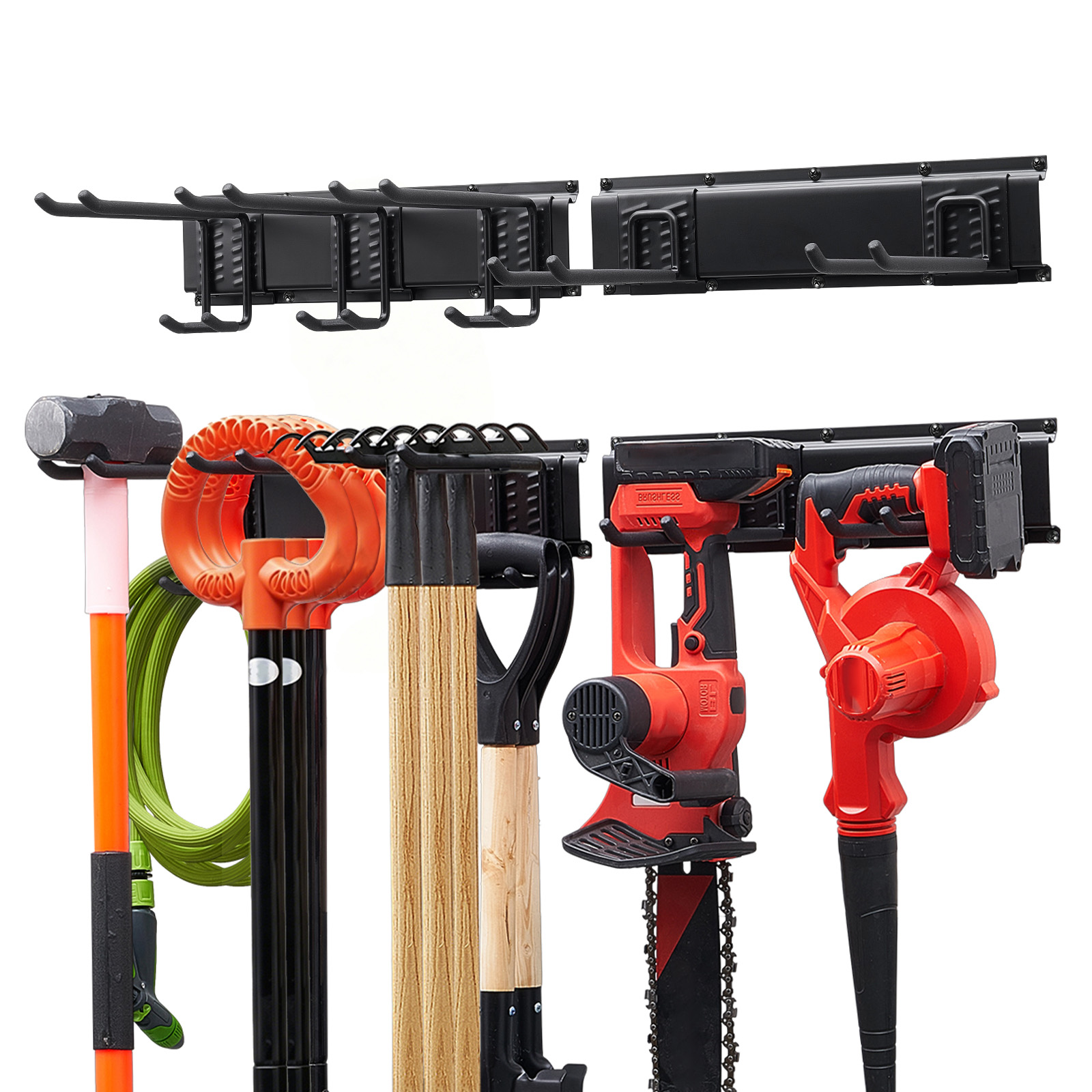 Main product image of 33 Inch Wall Mount Tool Organizer, 400 Lbs, 2 Rails, 5 Adjustable Hooks