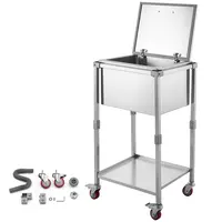 Product image of Stainless Steel Rolling Cooler Cart, 57.7 Quart, with Flip Lid and Shelf, 22x17.9x39.5 In