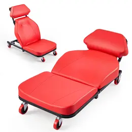 Product image of 48.4 In 2-in-1 Mechanic Creeper Seat, 570 Lbs, Adjustable Backrest, 6 Swivel Casters