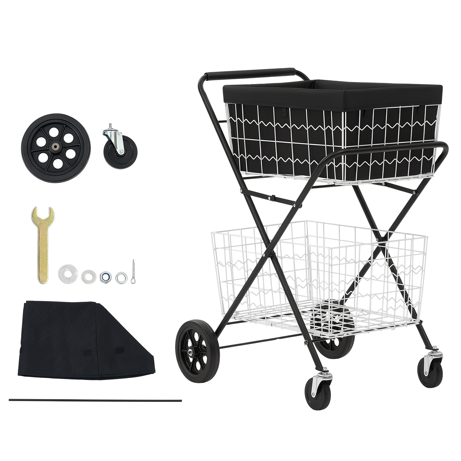 Main product image of Foldable 2-Tier Utility Cart, 88 lbs Capacity, 2 Detachable Baskets