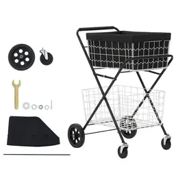 Product image of Foldable 2-Tier Utility Cart, 88 lbs Capacity, 2 Detachable Baskets