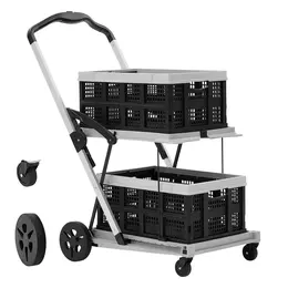Product image of Collapsible Utility Cart with Wheels, 200lbs Capacity, Black/Gray, Foot Brake
