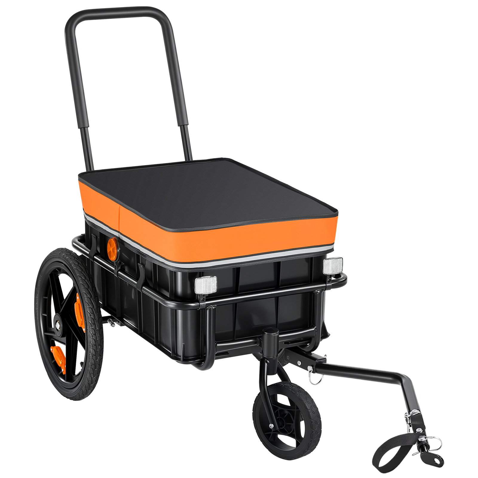 Main product image of Bike Cargo Trailer, 100 Lbs, 2-in-1 Pushcart, Carbon Steel Frame, 7 & 16 In Wheels