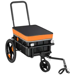 Product image of Bike Cargo Trailer, 100 Lbs, 2-in-1 Pushcart, Carbon Steel Frame, 7 & 16 In Wheels