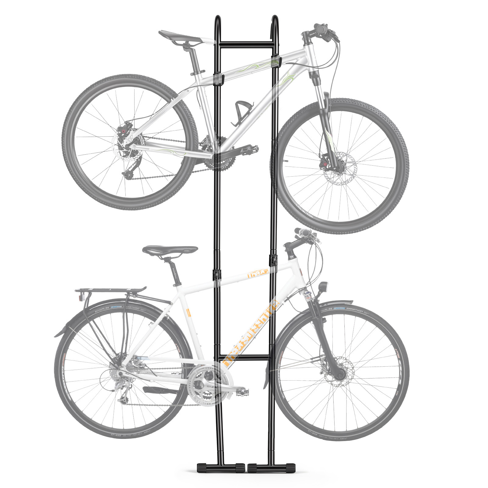 Main product image of Freestanding Vertical Bike Stand, 2-Bike, Height-Adjustable, Carbon Steel, Black