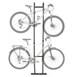 Product image of Freestanding Vertical Bike Stand, 2-Bike, Height-Adjustable, Carbon Steel, Black