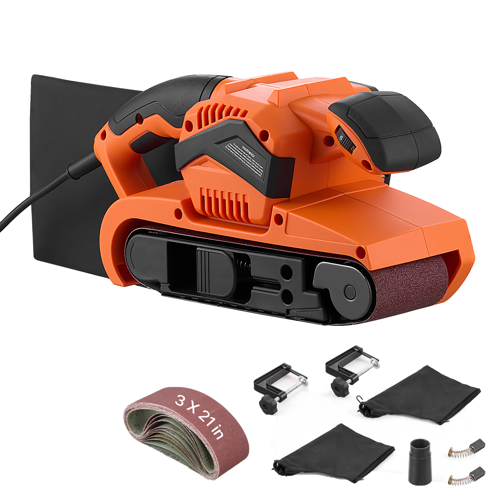 Main product image of Belt Sander, 7A, 3x21 inch, 6-Speed, 630-1200 FPM, Handheld/Benchtop