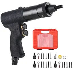 Product image of Pneumatic Rivet Nut Gun Kit, 1/4", 5/16", 10/24", 3/8" Heads, 20 Mandrels, 2500 LBS, Fwd/Rev