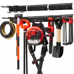 Product image of Wall Mount Tool Rack, 49.5 Inch, 600 Lbs, 3 Rails, 9 Adjustable Hooks