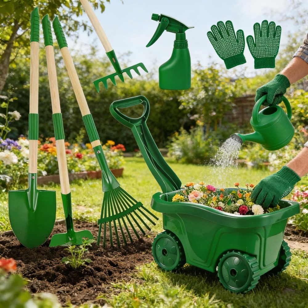 Main product image of 7-Piece Garden Tool Set with Transport Wheelbarrow