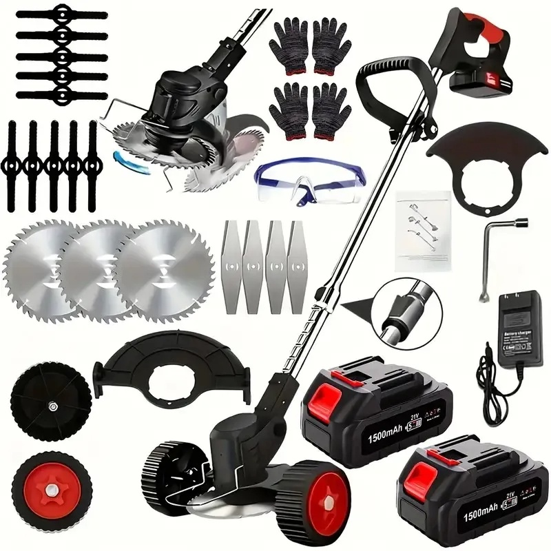 Main product image of Cordless Electric Grass Trimmer Kit with 3 Blades and 2 Batteries