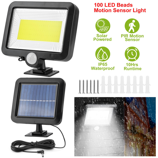 Main product image of Solar Wall Light, Motion/Light Sensor, 100 LED, IP65, 16.4ft Cable