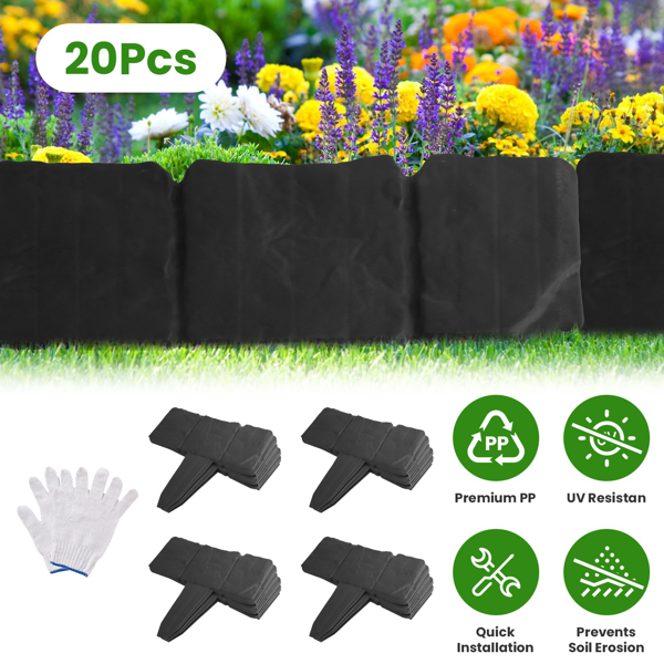Main product image of PP Interlocking Lawn Edging, 20 Piece, 16ft Flexible
