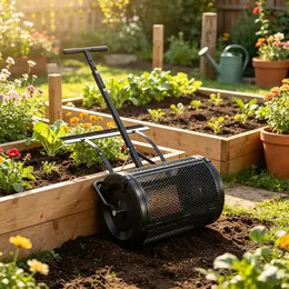 Product image of 24-inch Compost & Peat Moss Spreader, Height Adjustable 24.4-26.4 inch