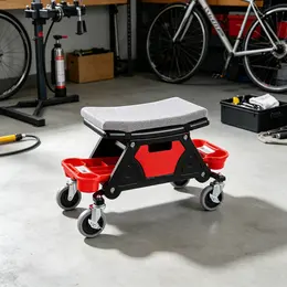 Product image of 300 LBS Capacity Rolling Mechanic Stool, 4-inch Wheels, 3 Trays & Drawer