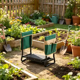 Product image of Folding Garden Kneeler and Seat, 8-inch Kneeling Pad, Stool with 2 Tool Bags