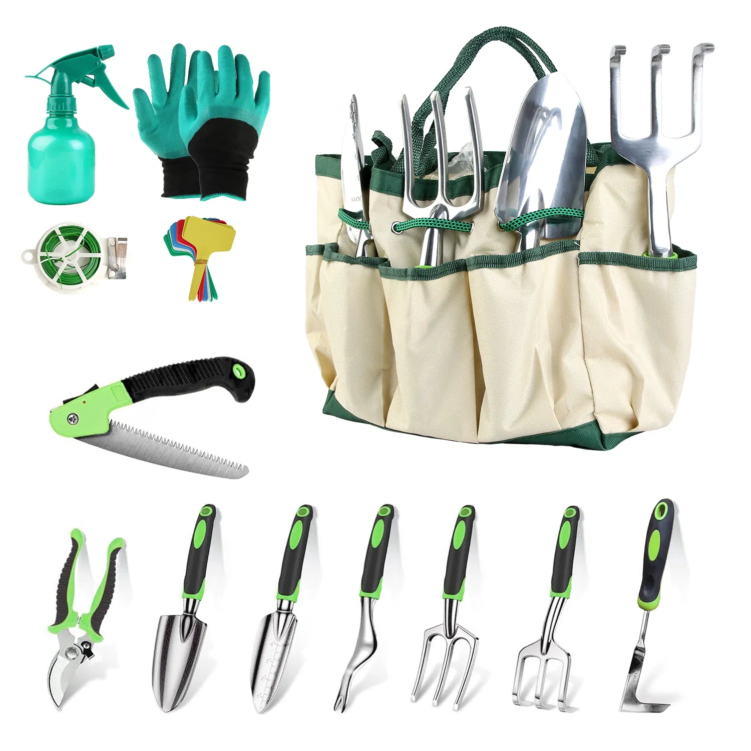 Main product image of Aluminum Alloy 13-Piece Gardening Hand Tool Set, Oxford Bag, Plant Tags, Pruning Shears