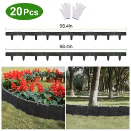 Product image of 20-Piece 16ft PP Plastic Cobblestone-Style Interlocking Garden Edging