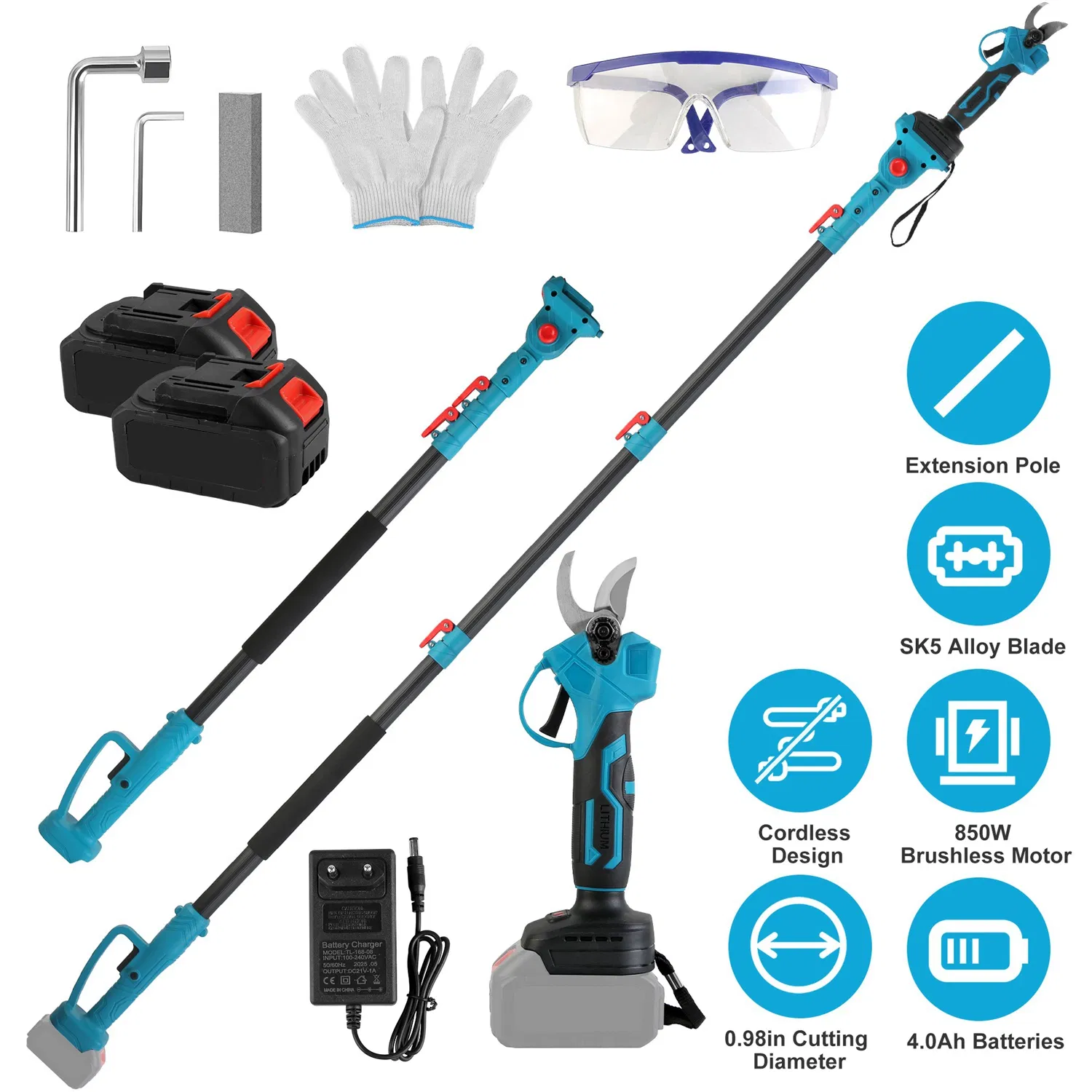 Main product image of Cordless 2-in-1 Pruning Shear with Extendable Pole, 21V, 4000mAh, 200min