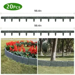 Product image of 20-Piece Plastic Garden Lawn Edging, Cobbled Stone Effect