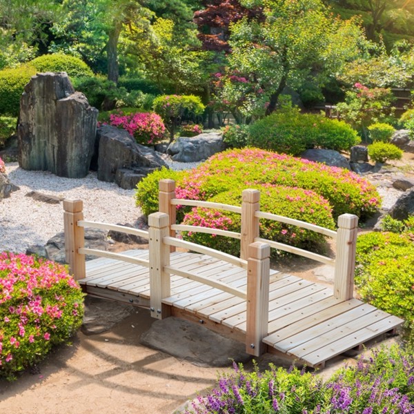 Main product image of 5 ft Wooden Garden Bridge, Outdoor Footbridge