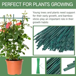 Product image of 3FT Green Dyed Bamboo Stakes with Twist Ties for Plant Support, 25-Pack