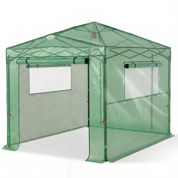 Main product image of 8x6ft Foldable Greenhouse, PE Mesh Cover, Coated Iron Frame