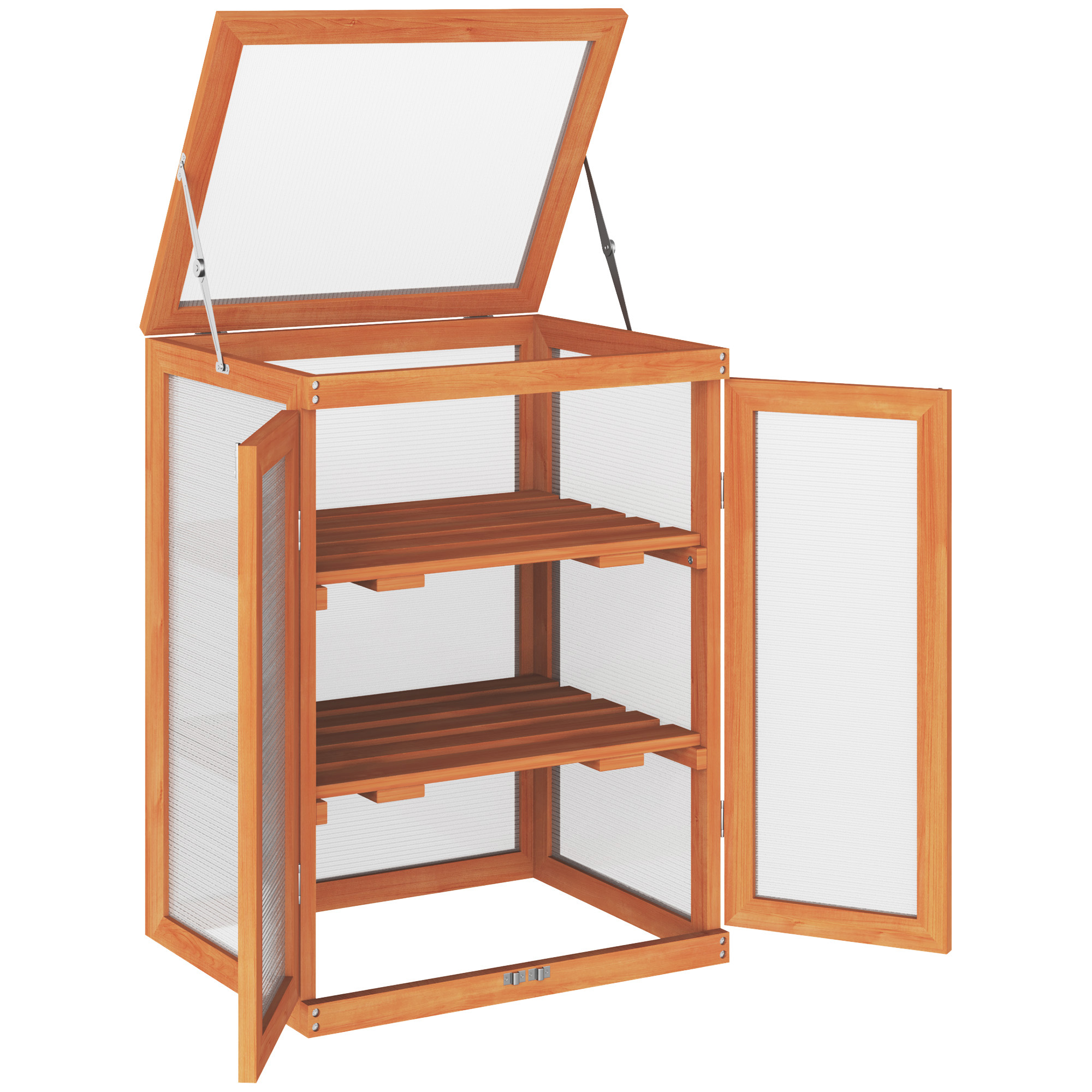Main product image of 3-Tier Wood Polycarbonate Greenhouse with Storage Shelf