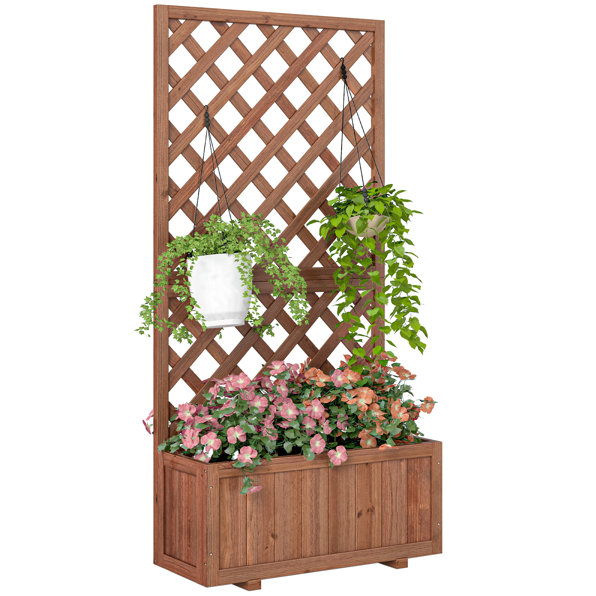 Main product image of Orange 45L Raised Garden Planter with Trellis, 72.5 x 31.5 x 149.5 cm