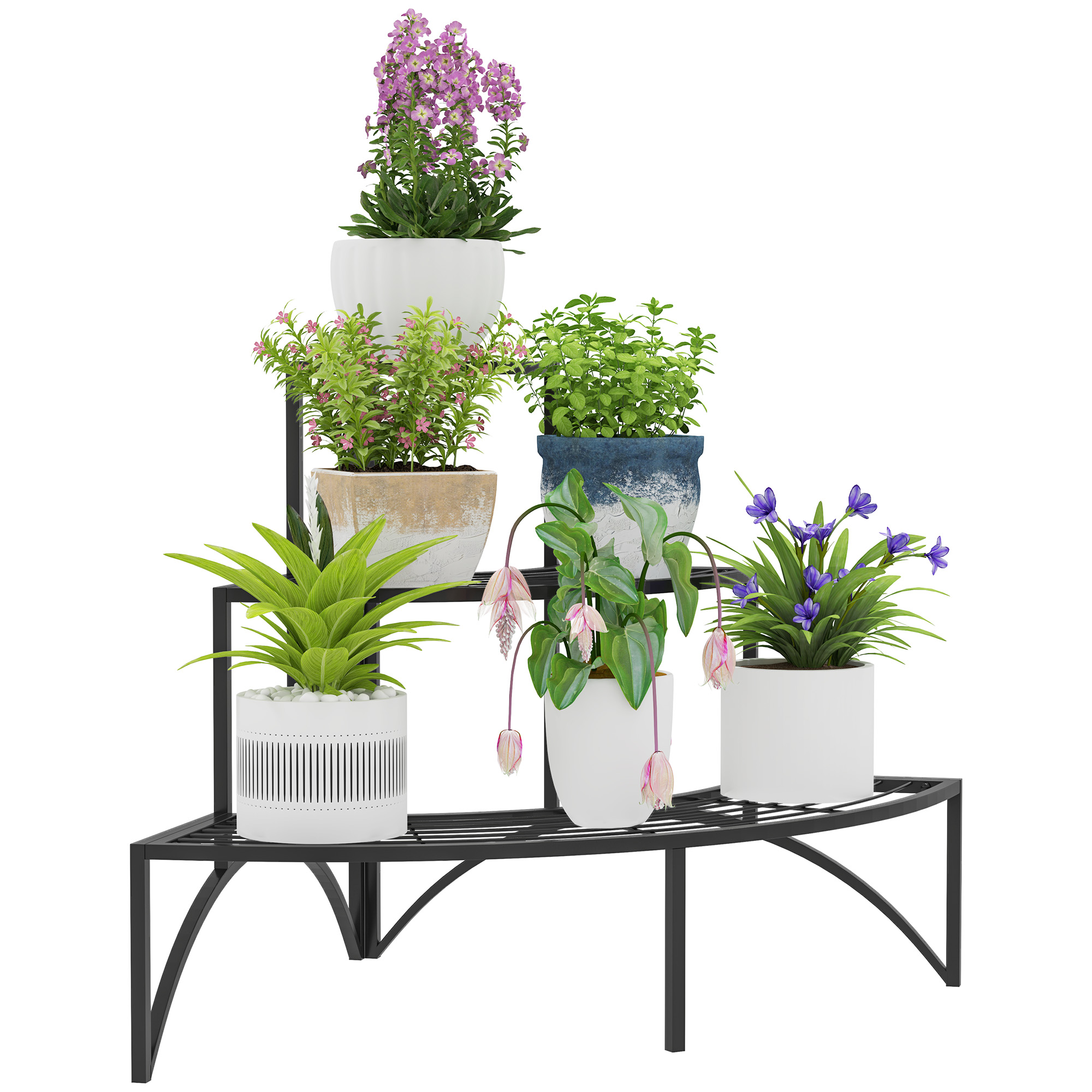 Main product image of Three-Tier Corner Metal Storage Shelves, Black