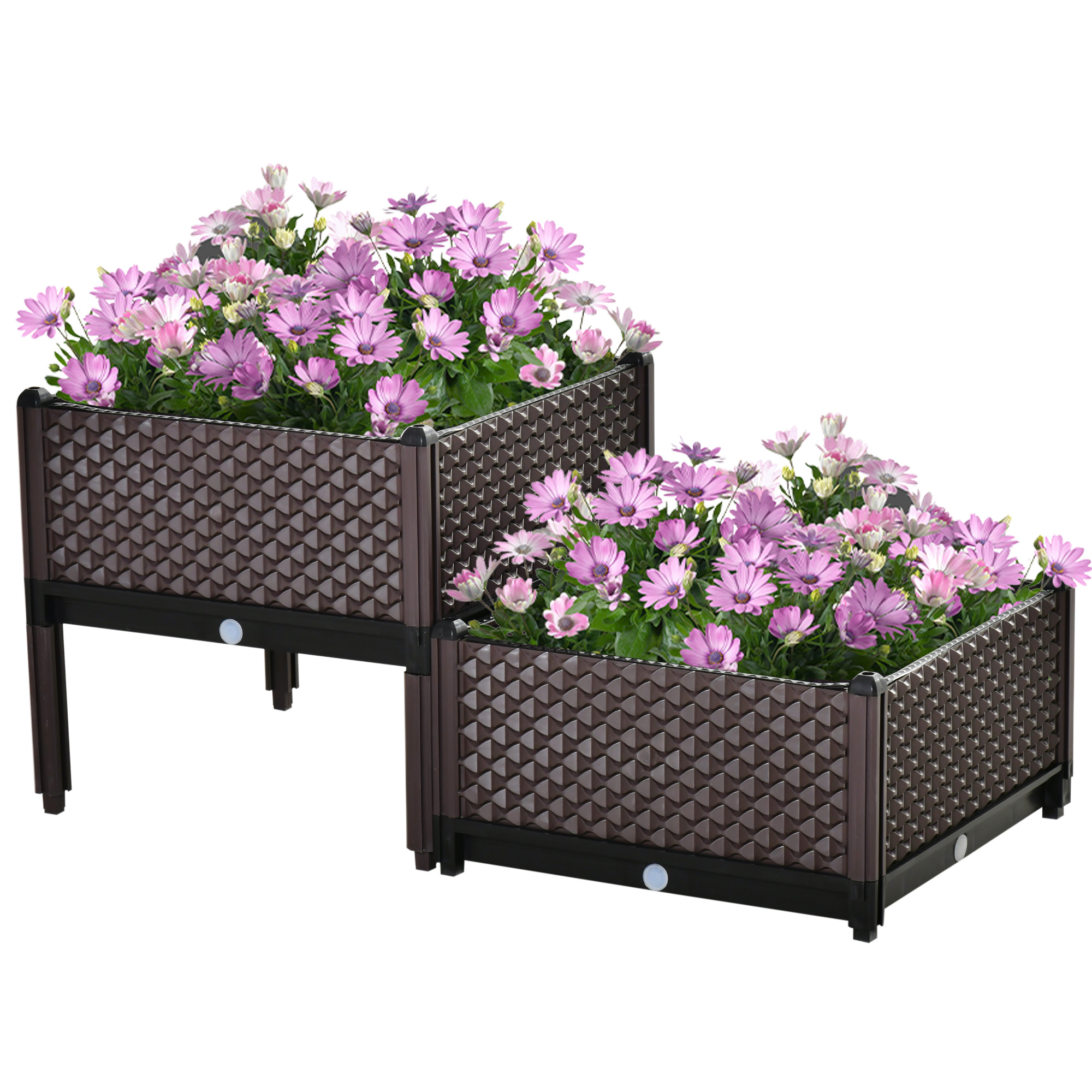 Main product image of Set of 2 Plastic Raised Garden Beds, 19.7x19.7x18.3 in, 10.8 Gal, Self-Watering