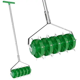 Product image of Outsunny Rolling Lawn Aerator, Manual Spike Roller, Detachable Handle