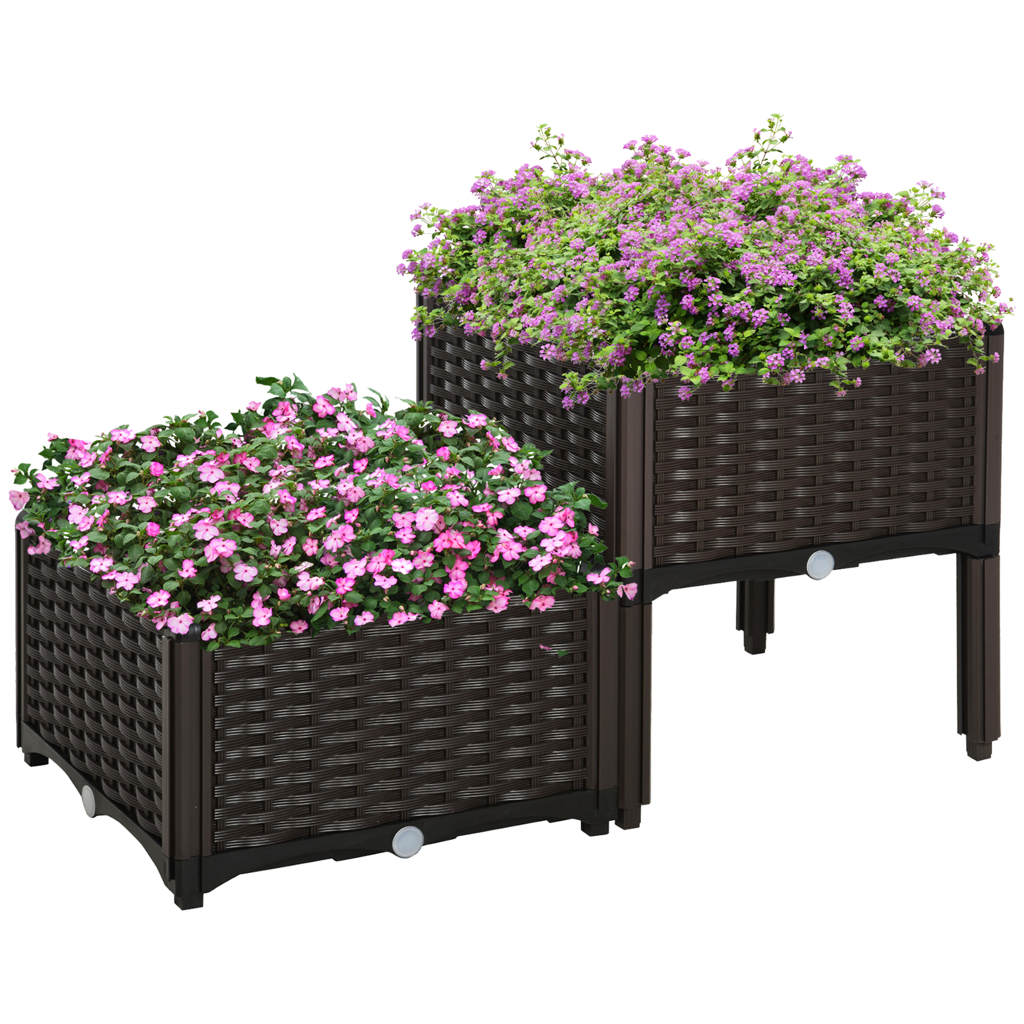 Main product image of Outsunny 2-Pack 26L Brown PP Elevated Garden Planter Boxes