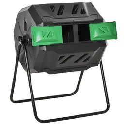 Product image of Dual Chamber Rotatable Compost Bin, 160L, 71x65x96cm, Green/Black