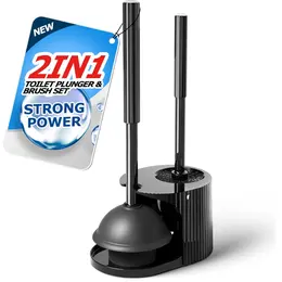 Product image of Extended Handle Toilet Plunger and Brush Set