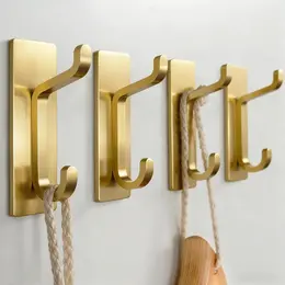 Product image of Self Adhesive Wall Hooks, 13 lb Capacity, Brushed Gold, 4-Pack