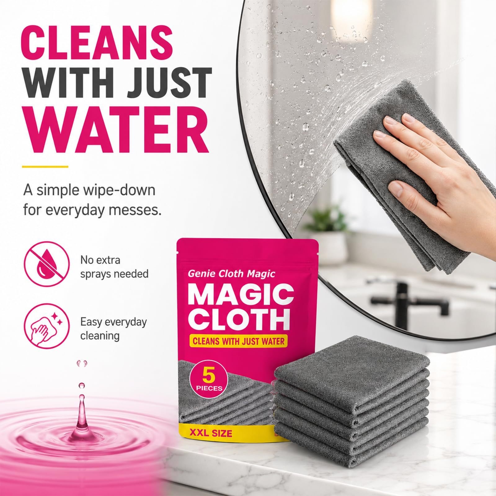 Main product image of Reusable Microfiber Cleaning Cloth for Glass and Smooth Surfaces