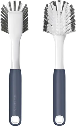 Product image of Nylon Bristle Dish Brush with Built-In Scraper