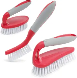 Product image of 3-Piece Scrub Brush Set with Handles for Tile, Shower, Kitchen, Floor