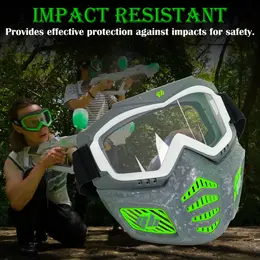 Product image of Glow-in-the-Dark Full Face Tactical Mask, Detachable Goggles, Vented Jaw