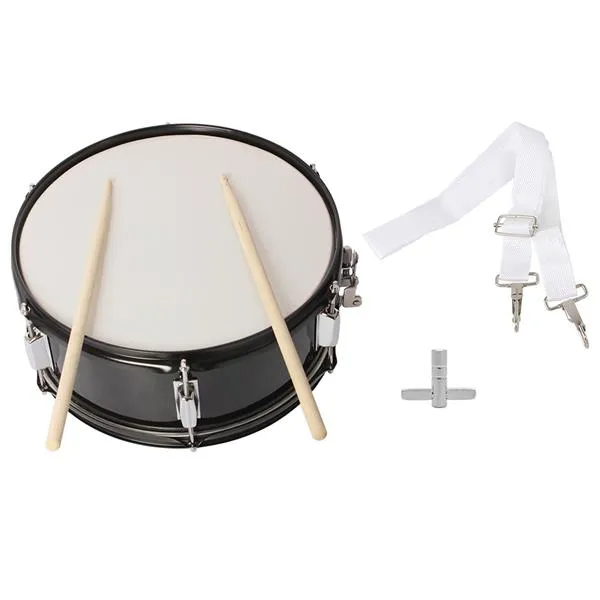 Main product image of 14 x 5.5 Inch Marching Snare Drum Kit with Drum Stick, Strap, and Wrench, Black