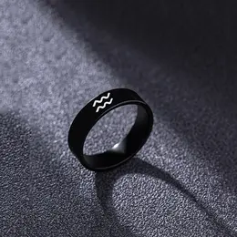 Product image of Black Stainless Steel Ring, Zodiac Symbol Design