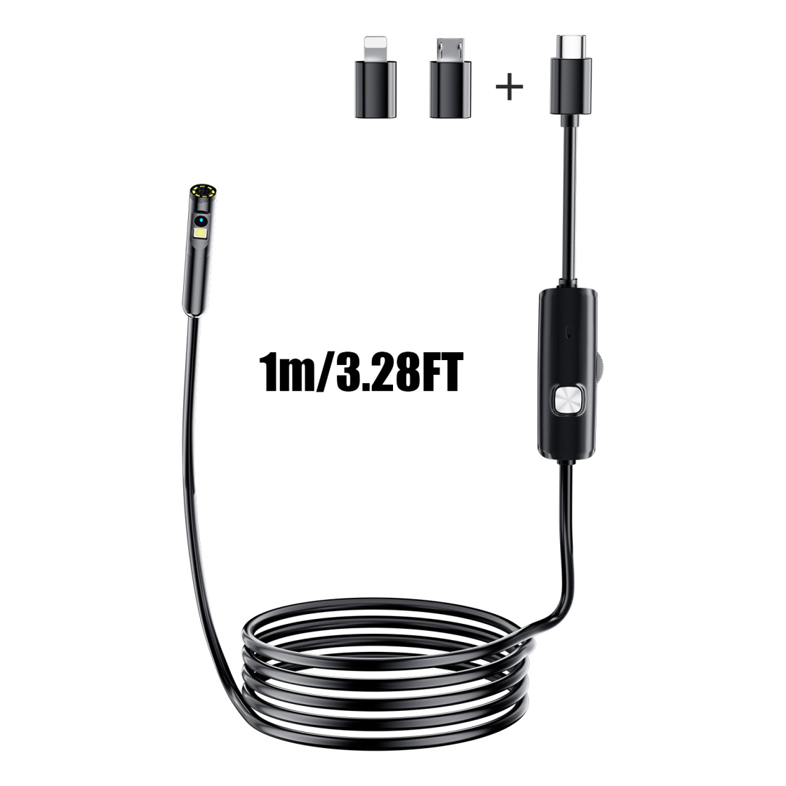 Main product image of 1920P Dual Camera Inspection Endoscope, 8mm Waterproof, Semi-Rigid, 8 LED Lights