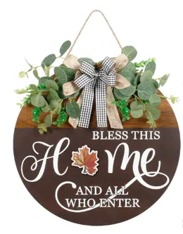 Product image of Round Wood Welcome Sign, Interchangeable Seasonal Attachments