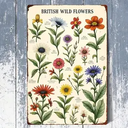 Product image of Iron Sign, British Wild Flowers Motif, 8x12 Inch